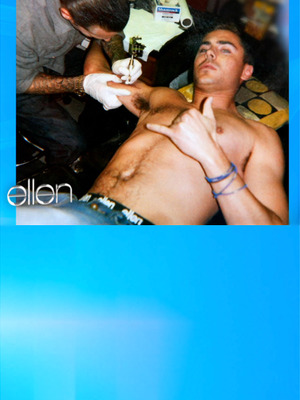 Shirtless Zac Efron Gets Tattooed In Ellen Underwear