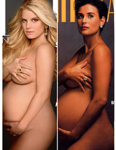 Better Pregnant Nude Cover: Jessica Simpson or Demi Moore?