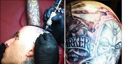 Travis Barker -- I Got My Band's Logo Tattooed ON MY HEAD!!!