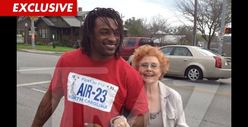 NFL Star Cedric Benson Helps an Old Lady Cross the Street