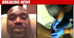 Shaq RECORDS As Staples PLUCKED from Giant Leg