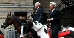 Harrison Ford & Letterman -- Steed Mounting in NYC