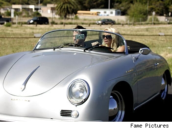Britney Spears driving Porsche