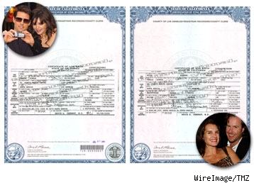 Suri and Grier's birthcertificates side by side