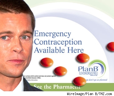 Composite of Plan B ad and Brad Pitt