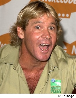 Steve Irwin and alligator.