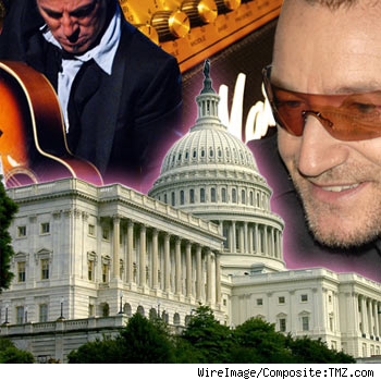 Composite of Bruce Springsteen and Bono above the Capital Building