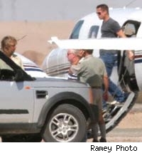 Brad Pitt gets off his private jet