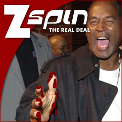 OJ Simpson composited with a bloody hand