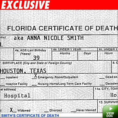 Smith's death certificate