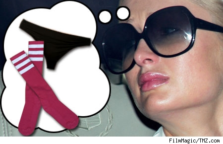 Paris Hilton composited with socks and panties