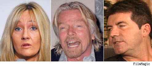 JK Rowling, Richard Branson, Simon Cowell