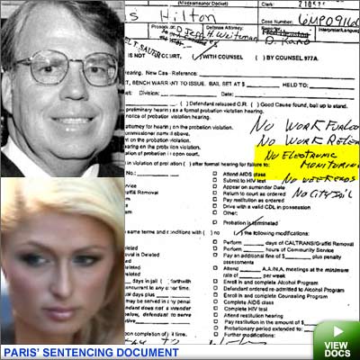 Paris' sentencing doc
