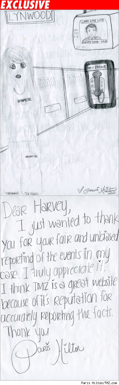 Paris' card to HArvey Levin