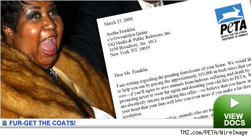 Peta to Aretha - forget about those furs
