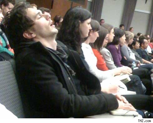 James Franco sleeping during a lecture