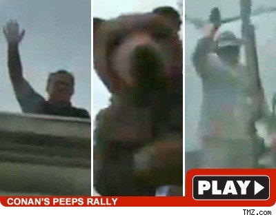 Conan O'Brien Supporters Rally in the Rain Conan Rally: Click to watch