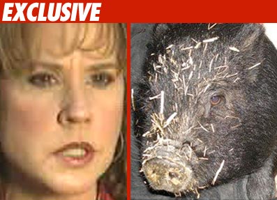 Linda Blair's Kennel Investigated Over Pig Attack Linda Blair with Pig
