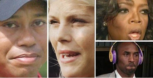 Tiger Woods, Elin Nordegren, Oprah Winfrey, Kobe Bryant Tiger Woods, Elin Nordegren, Oprah Winfrey, Kobe Bryant
