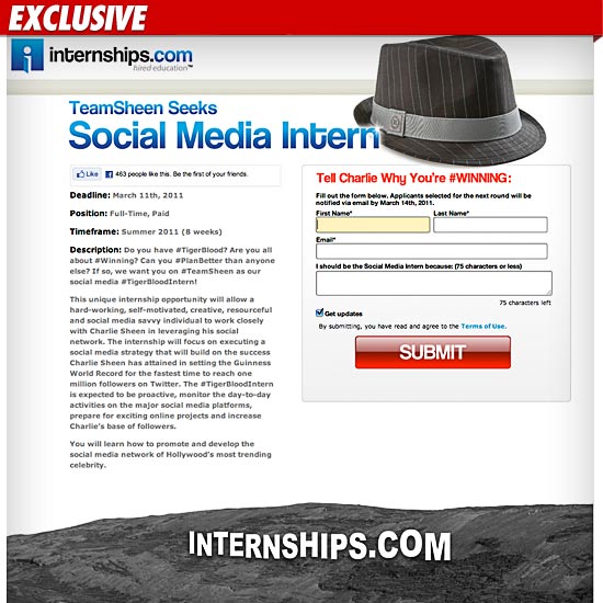 Charlie Sheen Internship