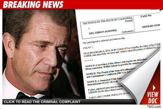 Mel Gibson Charged