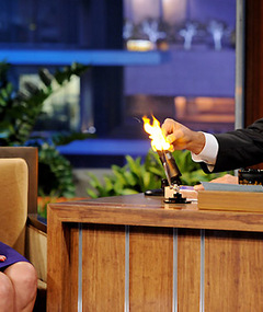 Video: Jay Leno Lights Kim Kardashian's Engagement Ring on Fire!