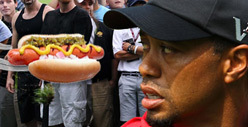 Tiger Woods -- Attacked with Flying Hot Dog