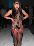 Whoa! Ashanti Steps Out In Crazy Revealing Gown