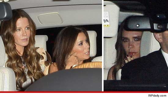 Eva Longoria mingling with Kate Beckinsale and Victoria Beckham