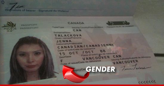 Passport belonging to Jenna Talackova