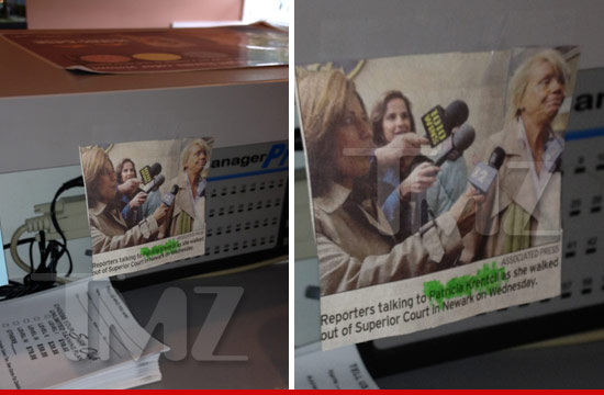 pictures of Patricia behind its employee counters to help workers recognize her