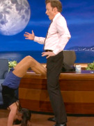 Nina Dobrev Plays Footsie with Conan O'Brien's Crotch!