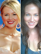 Jewel Almost Unrecognizable with Fake Teeth, Blue Eyes & Dark Hair