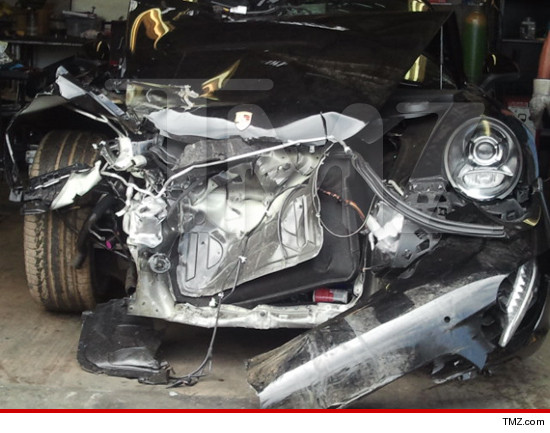 Lindsay Lohan car accident: totalled porsche