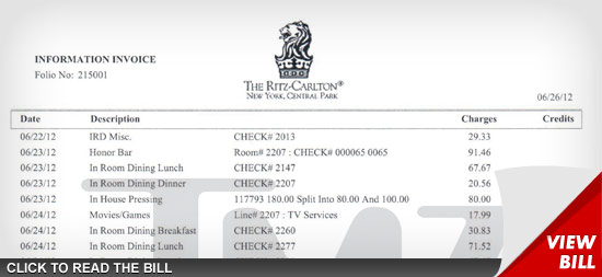 Charlie Sheen Hotel Bill