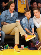 David Beckham Plays Doting Dad with Sons at Lakers Game