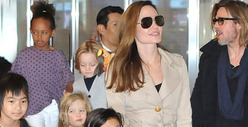 Brad Pitt & Angelina Jolie-- Cop Cars, Helicopter Race to Hollywood Hills Mansion