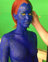 Jennifer Lawrence Naked & Blue on Set of "X-Men" Sequel