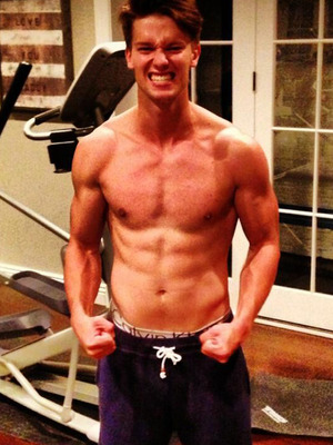 Patrick Schwarzenegger Goes Shirtless -- How's He Stack Up to Dad?