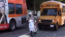 Gwyneth Paltrow -- A-HOLE DRIVER OF THE YEAR ... Cuts Off School Bus On Vespa