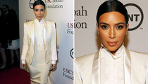 Kim Kardashian Covers Up in All-White Satin Ensemble -- Like the Look?