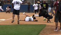 Ray J -- Plows Woman at Charity Softball Game
