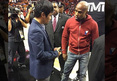 Mayweather & Pacquiao -- COURTSIDE STARE DOWN ... At Miami Heat Game