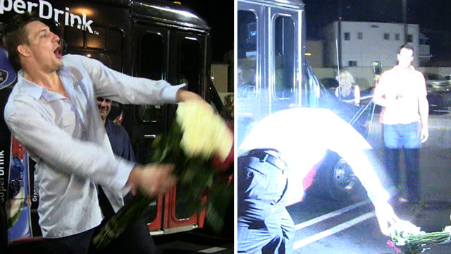 Rob Gronkowski -- SPIKES THE ROSES ... In Wild Hollywood Club Night