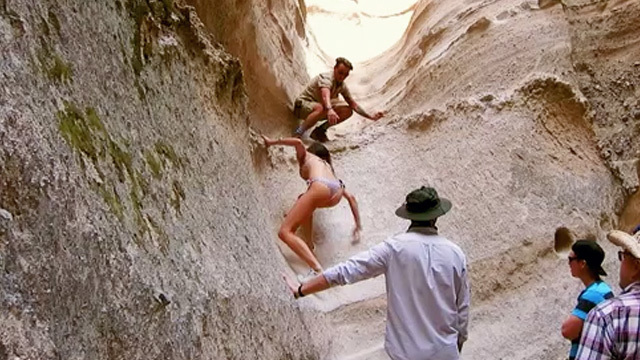 S.I. Swimsuit Model -- Rock Climbing In a Thong ... For Insane Shoot