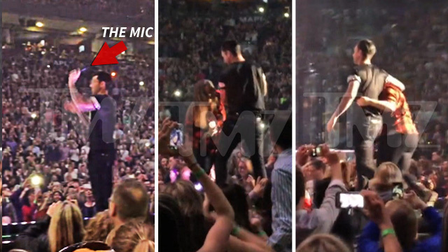 Adam Levine -- Unlucky Strike ... Nails Fan In The Head With Mic (NEW VIDEO)