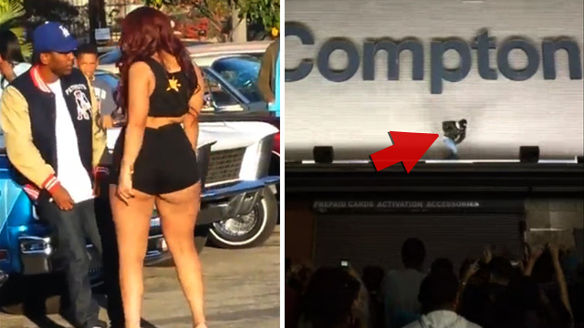 Kendrick Lamar -- Bumping in C-O-M-P-T-O-N for Hometown Music Video Shoot