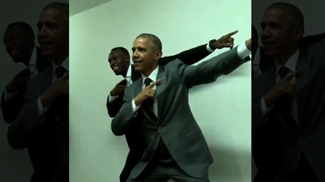 President Obama -- Strikes Lightning Pose ... With Usain Bolt