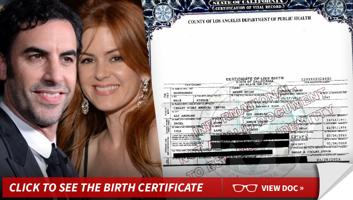 Sacha Baron Cohen & Isla Fisher -- Holy Moses ... It's A Boy!!