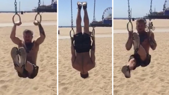 Conor McGregor -- Insane Feats of Strength ... On Santa Monica Beach